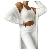 Plus size Tops za žene JIOAKFA ženska zimska plišana Casual Sportska odeća čvrsti dugi rukavi set White