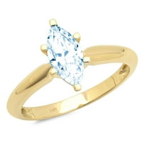 1.5ct Marquise Cut plavi simulirani dijamant 14kyllow Gold Graving Izjava Godišnjica Angažovanja vjenčanja