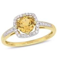 Miabella ženska karat t.g.w. Citrine i karat Diamond 10KT Žuti zlatni halo prsten