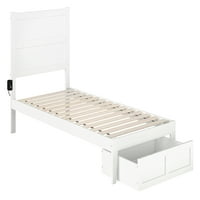 NoHo 14 Twin XL drveni okvir kreveta sa fiokom za noge, bijeli