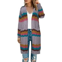 Cardigan za žene Jesen i zimski džep kardigan džemper u boji dugmeta za dugme V V izrez casual stil labavi