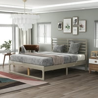 Krevet na platformi Queen Size Bor sa uzglavljem, Premium borova letvica, jednostavna montaža, krevet