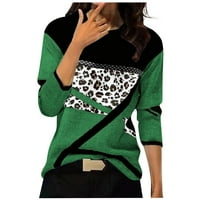 Ženski Vrhovi Dressy Casual Okrugli Vrat Dugi Rukavi Košulje Leopard Print Casual Bluze Tunike