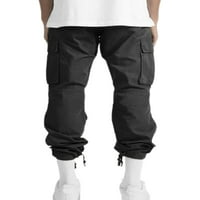 Beiwei muške hlače za crteže sa džepovima Leisure Loungewear Mens elastičan struk jogger dno crne 2xl
