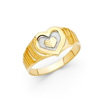 Jewels 14k Bijelo i žuto zlato Dva tonska modna godišnjica Srčana prsten veličine 5