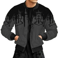 Muški jesenji i zimski sportovi za slobodno vrijeme tkani ulični Ink Splash Collar Zipper Jacket jakne