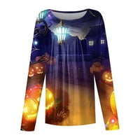 Ženska Casual Moda Halloween Print Dugi rukav o-izrez pulover Top bluza