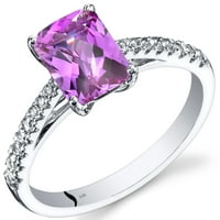 Oravo ct blistavi rez kreiran prsten sa ružičastim safirom od 14k bijelog zlata