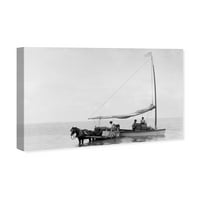 Wynwood Studio Nautical and Coastal Wall Art Canvas Prints' Row The Boat ' Nautical Watercrafts-Crna,