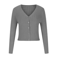 Ženska modna jesen i zimski ležerni dugi rukav Dukseri s dugim rukavima V-izrez za bluzu Comfy Cardigan
