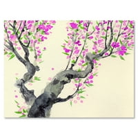 Designart 'Japansko Drvo S Ljubičastim Cvijećem Na' Tradicionalni Platneni Zidni Umjetnički Print