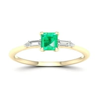 Carski dragi kamen 10k žutog zlata osmougaoni rezani smaragd 1 10ct TW dijamantski ženski prsten