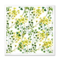 Designart' Živopisno Žuto Ljetno Divlje Cvijeće Na Bijelom ' Tradicionalni Uokvireni Umjetnički Print