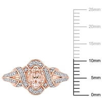 Miabella ženski CT ovalno rezani Morganit CT dijamant 10kt upleteni zaručnički prsten od ružičastog zlata