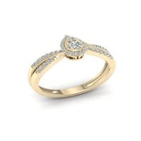 1 3CT TDW Diamond 10K žuti zlatni kruški oblik halo zaručnički prsten