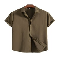 Muški vrhovi rever vrat ljetne majice kratki rukav bluza Casual t-shirt odmor ArmyGreen S