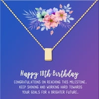 Anavia Happy 18th Birthday Gifts Nerđajući čelik modna ogrlica rođendanska čestitka nakit poklon za devojku, rođendanski poklon za ćerku-[Zlatna kocka, plavo-ljubičasta poklon kartica]