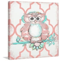 Marmont Hill Coral Owl od Reesa Qualia Painting Print on Wrapped Canvas