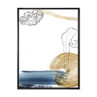 Designart 'Golden Marine Shell Classic Blue Abstract' Seoska Kuća Uokvirena Platnenim Zidom Art Print