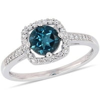 Miabella ženski karat T. G. W. Londonski plavi Topaz i karat T. W. dijamant 10kt bijeli Zlatni oreol prsten