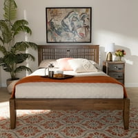 Laci Mid-Century Moderni krevet sa platformom od punog orahovog drveta u stilu prozora, više veličina