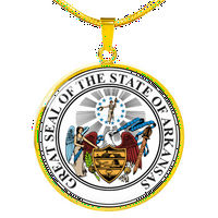 Arkansas State pečat ogrlica krug privjesak od nehrđajućeg čelika ili 18k zlato 18-22