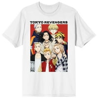 Tokyo Revengers Character Group Art ženska Bijela kratka rukava Crew Neck Tee-Srednja