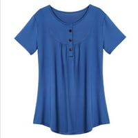 Popust ljetne kratke rukave za žene dugme V-izrez Duks Casual Comfy Plisirana Dressy tunika T-Shirt Staple