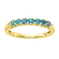 Primal Gold Karat žuto zlato plavi Topaz i dijamantski prsten
