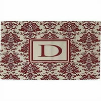 Thumbprintz Damask Monogram Rug, Crimson