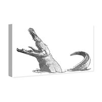 Wynwood Studio životinje zid Art platno grafike' Aurea Croc srebro Metalik ' Zoo i divlje životinje -