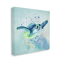 Stupell Sea Turtle Underwater Bubbles Splash Landscape Painting Galerija Wrapped Canvas Print Wall Art
