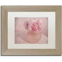 Zaštitni znak likovne umjetnosti 'ružičasti ranunculus buket' platno umjetnost Cora Niele, bijeli mat, breza okvir