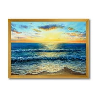 Designart 'Sunrise Glow On The Ocean Waves I' Nautical & Coastal Framed Art Print