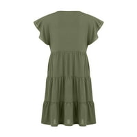 Haljine za žene Plus Size ženski klirens Sun Dress Solid crew vrat kratki rukav srednje dužine Casual Sun Dress haljine Army Green XXL