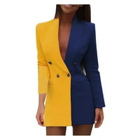 toto jakne kaputi za žene splice kardigan modni colorblock patchwork dugi rukav V-izrez odijelo