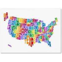 Zaštitni znak Likovna umjetnost mapa teksta tipografije SAD Umjetnost platna Michaela Tompsetta