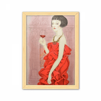 Crvena haljina Beauty Chinese Slikarstvo Dekorativni drveni slikanje Namjeni ukras Frame slike A4